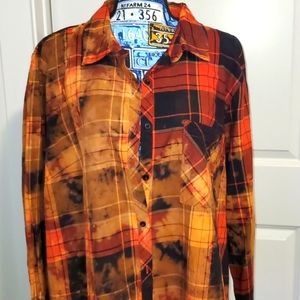 Tie dye/plaid button down